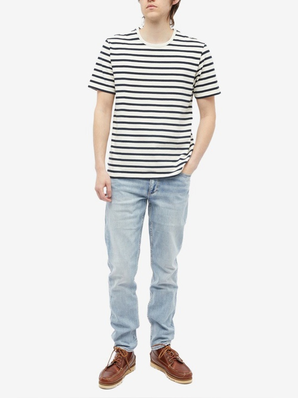 Rag & Bone Mens Breton Stripe Classic Nautical Cotton T-Shirt Navy Ivory Size XL